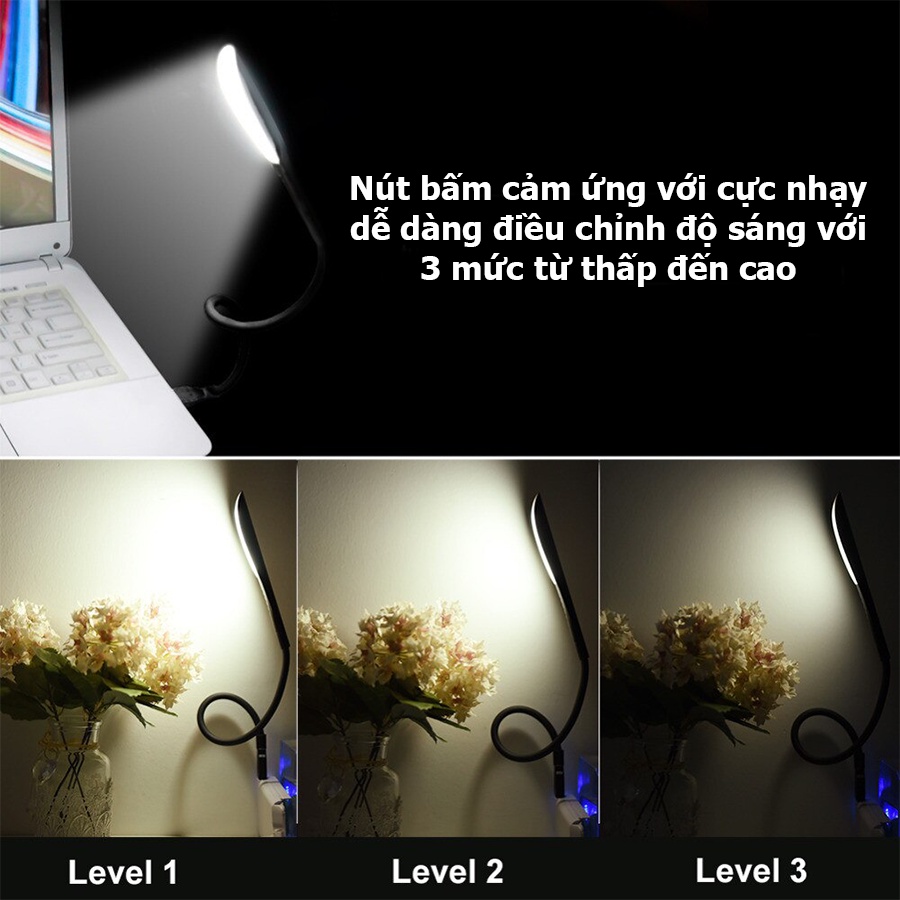 Đèn led usb, Đèn led usb siêu sáng, Điều khiển cảm ứng với 3 chế độ sáng