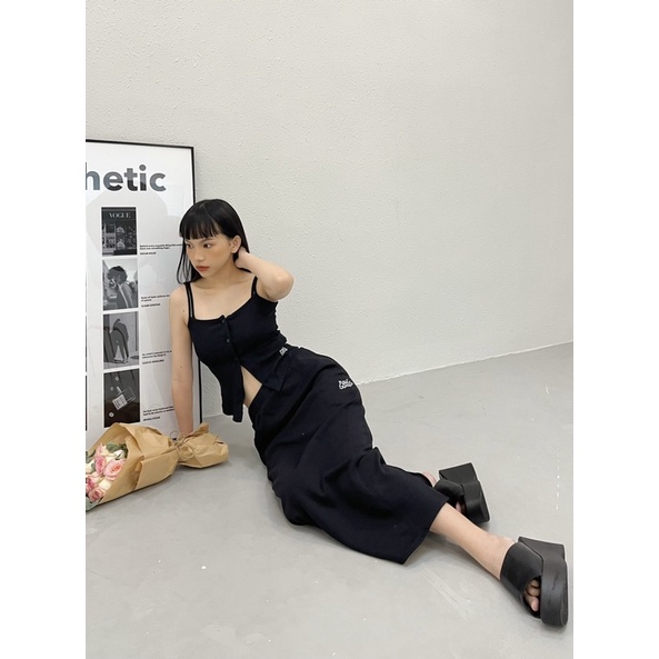 MOODSWINGS Váy dài thêu PARABOL MIDI SKIRT