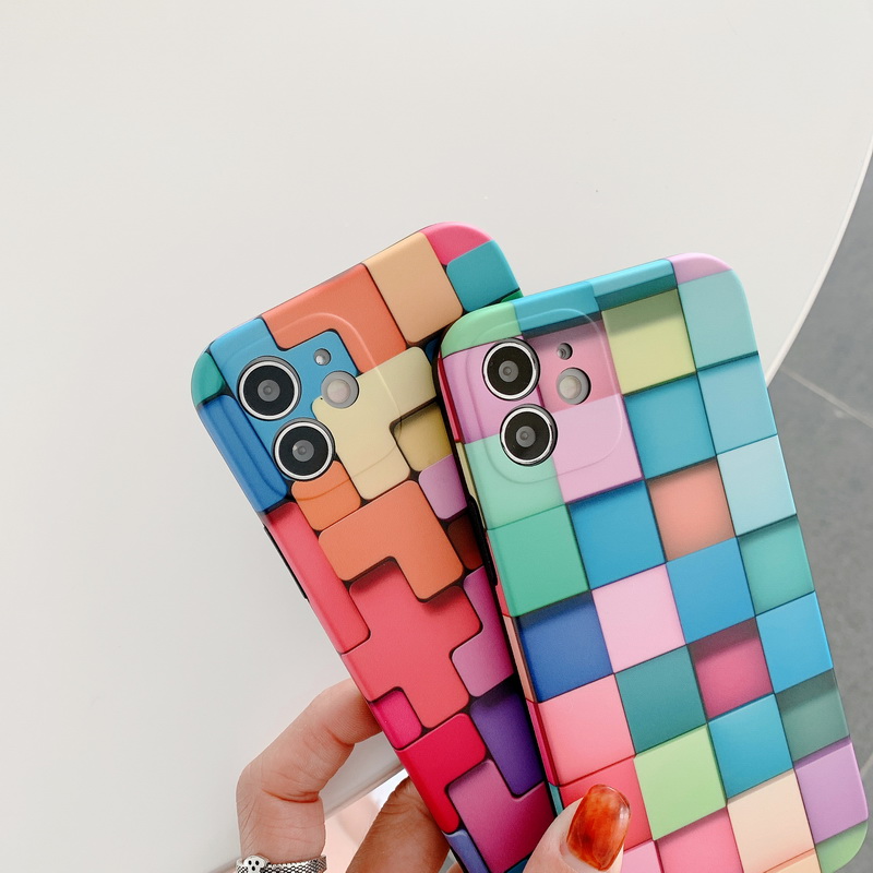Ốp Điện Thoại IMD Silicone Mềm Họa Tiết Khối Sáng Tạo Cho iPhone 14 13 12 11 Pro Max Mini X XR XS 7 8 Plus SE 2020 Chống Rơi