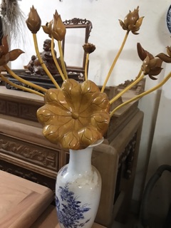 Bộ 11 bông hoa sen gỗ mít