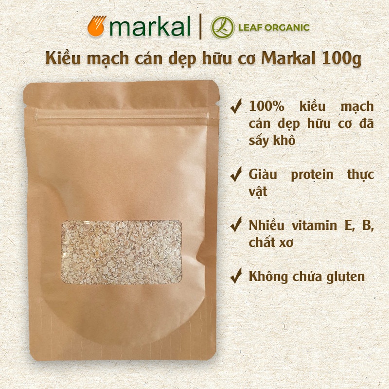 Kiều mạch cán dẹp Hữu Cơ Markal túi zip 100g giàu vitamin và không chứa gluten