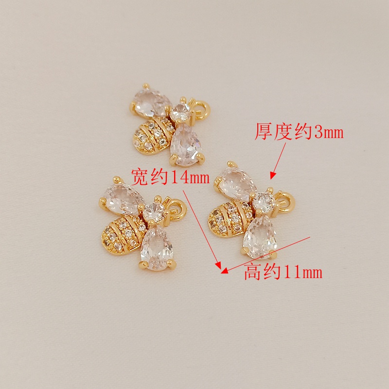Mặt Dây Chuyền Thủ Công Hình Chú Ong Mạ Vàng 14K Đính Đá Zircon Nhiều Màu Sắc