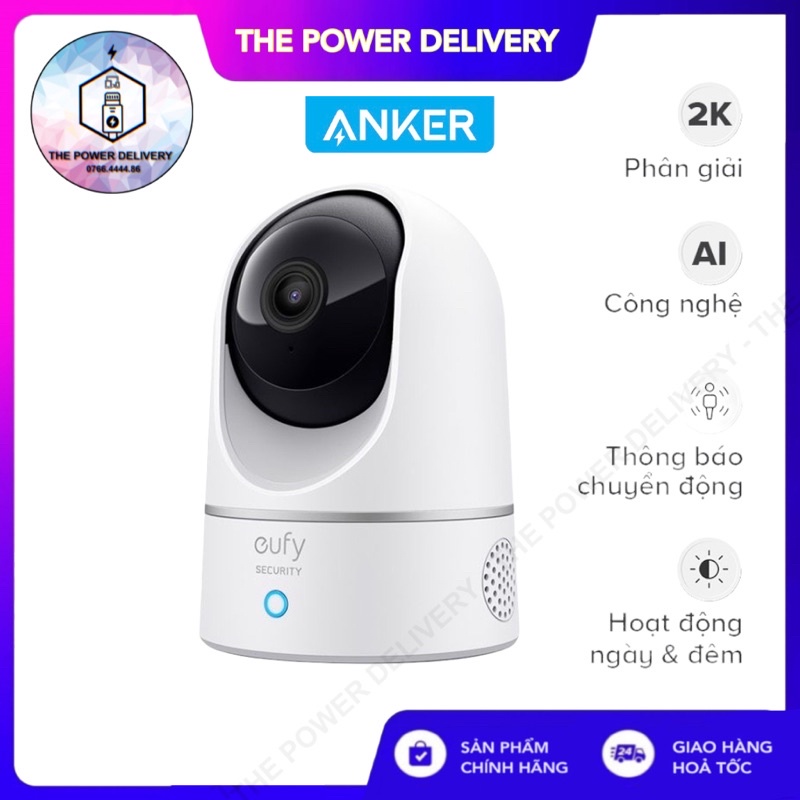 Camera wifi giám sát trong nhà Eufy - T8410 xoay 360 độ, độ phân giải 2K Pan and Tilt (by Anker)