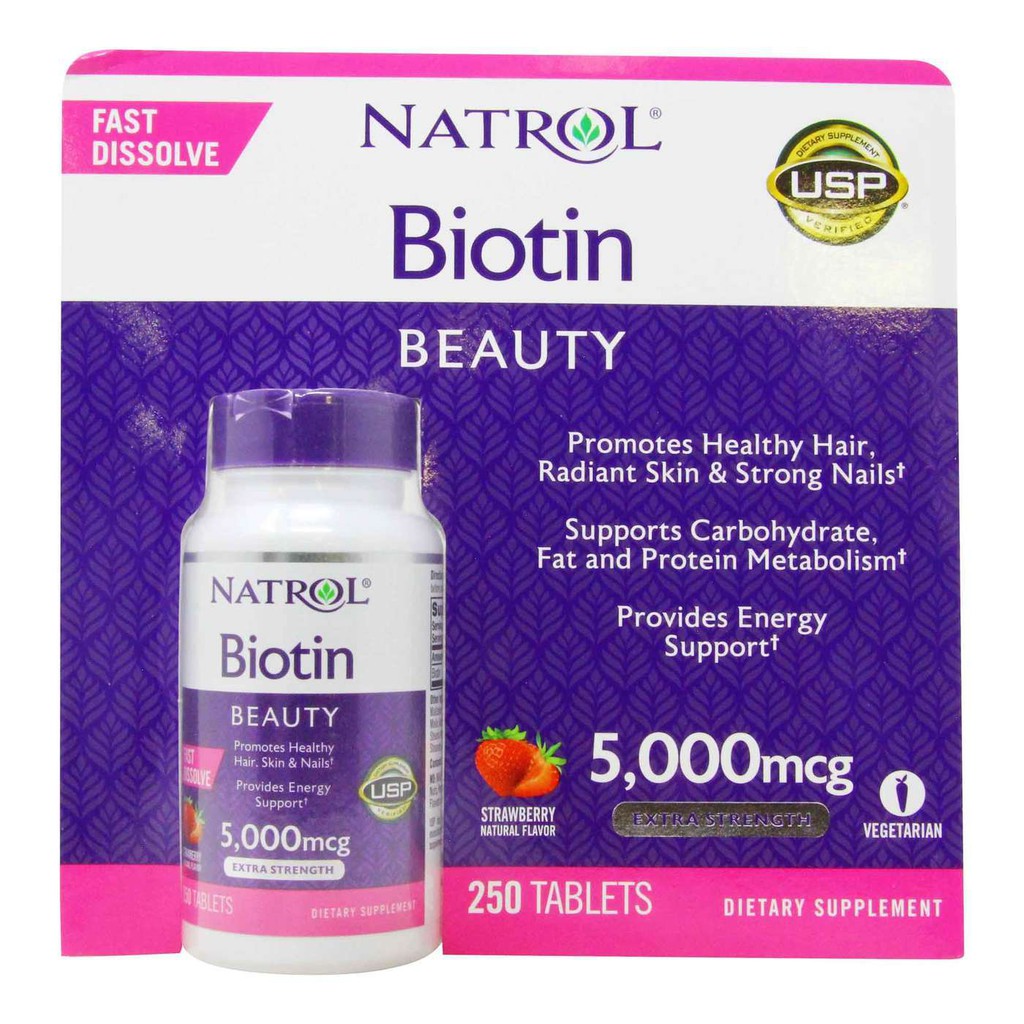 viên ngậm mọc tóc Biotin 5000mcg ngậm hương dâu