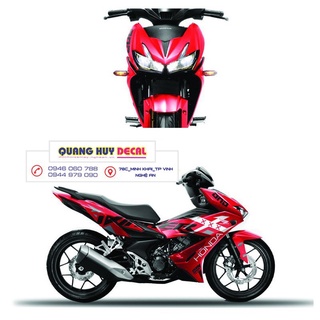 Tem trùm xe Winner X đỏ trắng đen, độ thiết kế team dán phủ decal xe máy giá rẻ đẹp