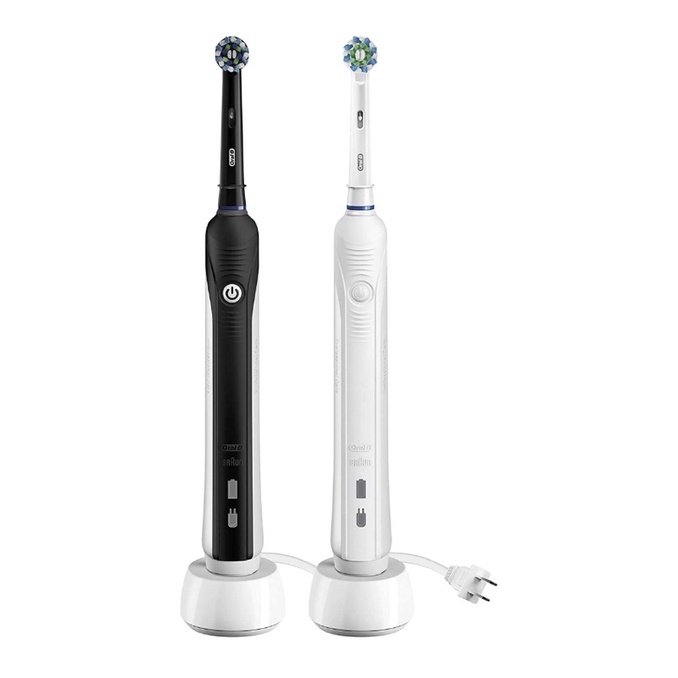 Set 2 Bàn chải điện Oral-B Pro 1000 Rechargeable Toothbrush Đen+ Trắng USA