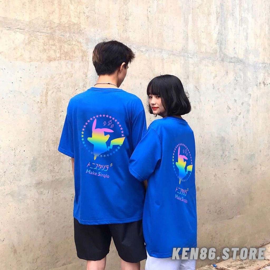 Áo Thun Phản Quang PIKACHU Nhiều Màu Cho Nam Nữ Và Cho Cặp Đôi Tay Lỡ Form Rộng UNISEX Trẻ Trung Cá Tính Size M, L, XL