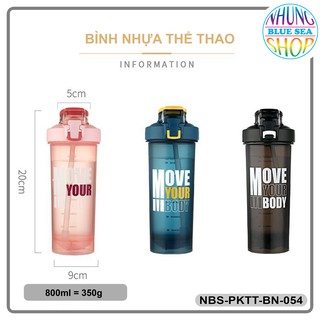 [TẶNG KÈM QUẢ CẦU LẮC] BÌNH NHỰA ĐỰNG NƯỚC CHUYÊN DỤNG CHO THỂ THAO 800ML