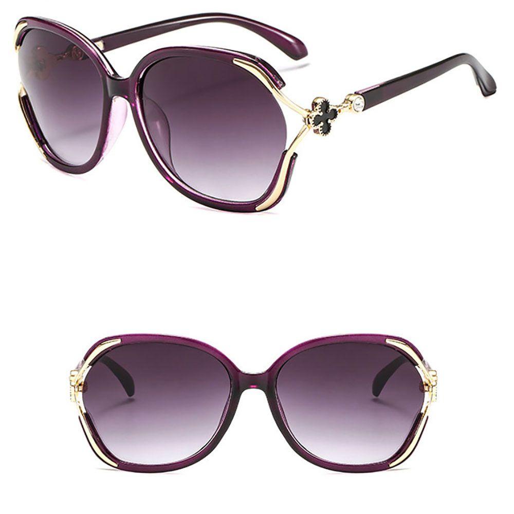 TWINKLE Kính Mát Gọng Kim Loại Tròng Lớn Hình Cỏ Bốn Lá Thời Trang Cho Nữ