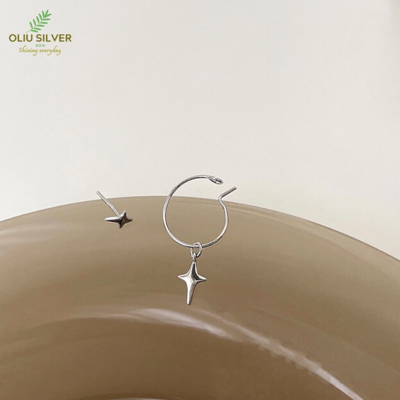 Bông Tai Bạc S925 Ngôi Sao Glossy Stars Bất Đối Xứng Trẻ Trung Cá Tính | Khuyên Tai Nữ Trang Sức Bạc Thời Trang9