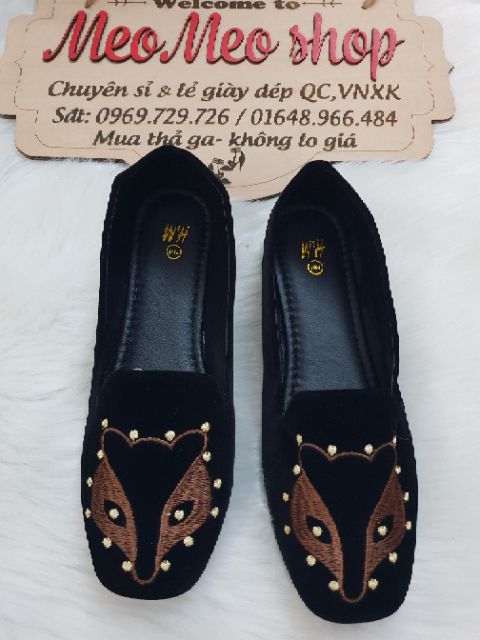 Giày bệt thêu họa tiết cáo siêu xinh | BigBuy360 - bigbuy360.vn