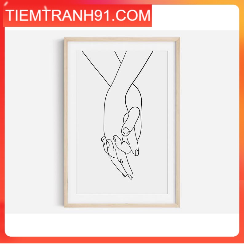 Tranh treo tường | Line art-Holding Hands Print, Hand Line Art Print 51 , tranh canvas giá rẻ