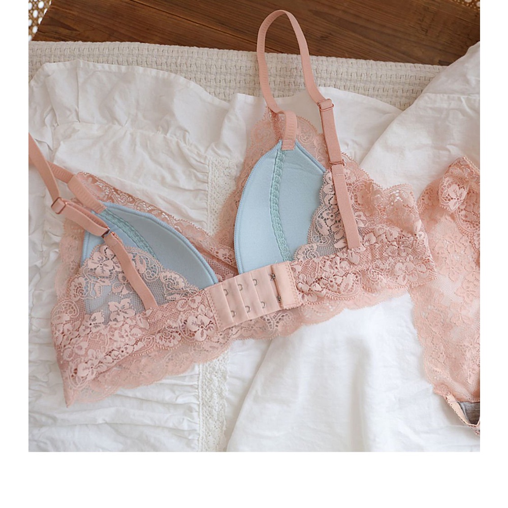 Áo Ngực Hình Tam Giác Không Gọng Phối Ren Phong Cách Nhật Bản Dành Cho Nữ