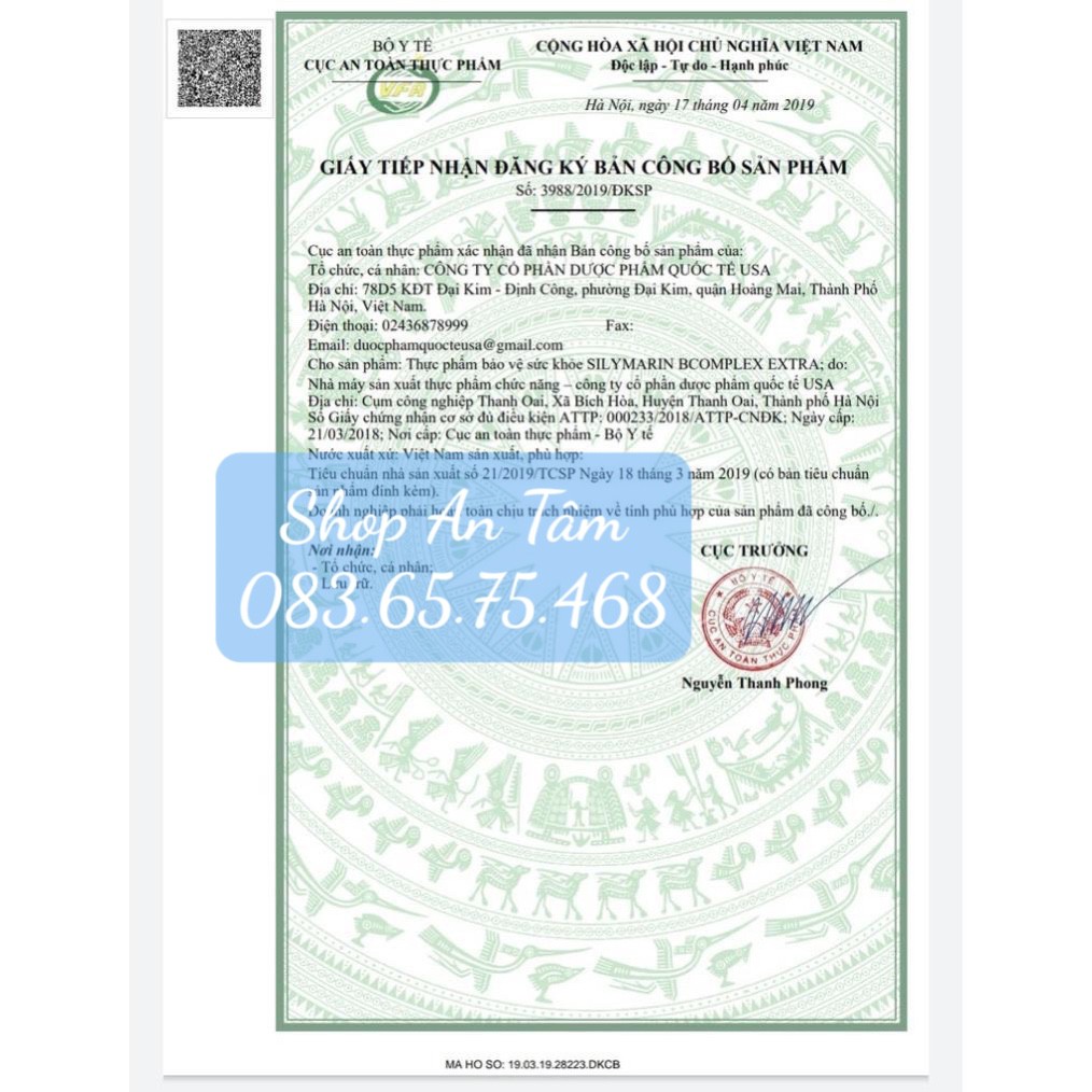 Viên bổ gan Silymarin B Complex Extra giúp mát gan, lợi mật