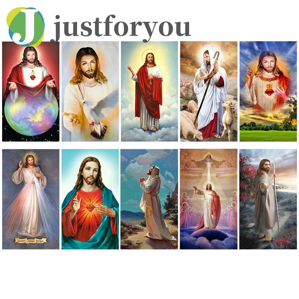 Bộ Tranh Đính Đá 5d Họa Tiết Chúa Jesus Độc Đáo Diy Dùng Trang Trí