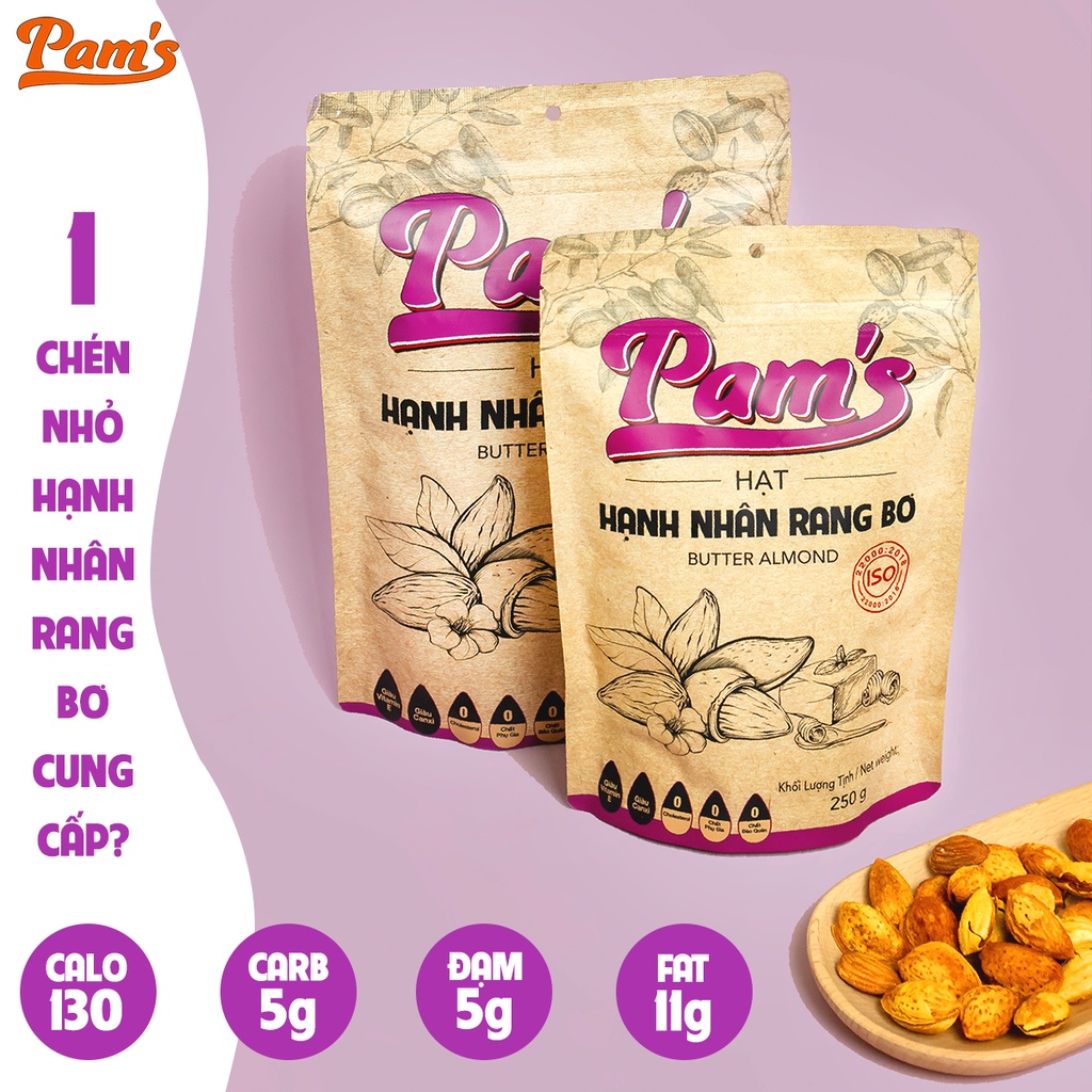 COMBO 3 Túi Hạnh Nhân Rang Bơ Nhập Khẩu Mỹ Pam's - Rang Bơ Béo Bùi, Giòn Thơm