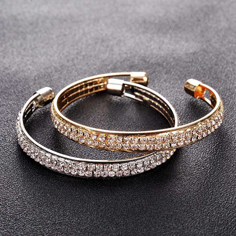 Vòng tay mạ vàng / bạc đính đá lấp lánh sang trọng thời trang