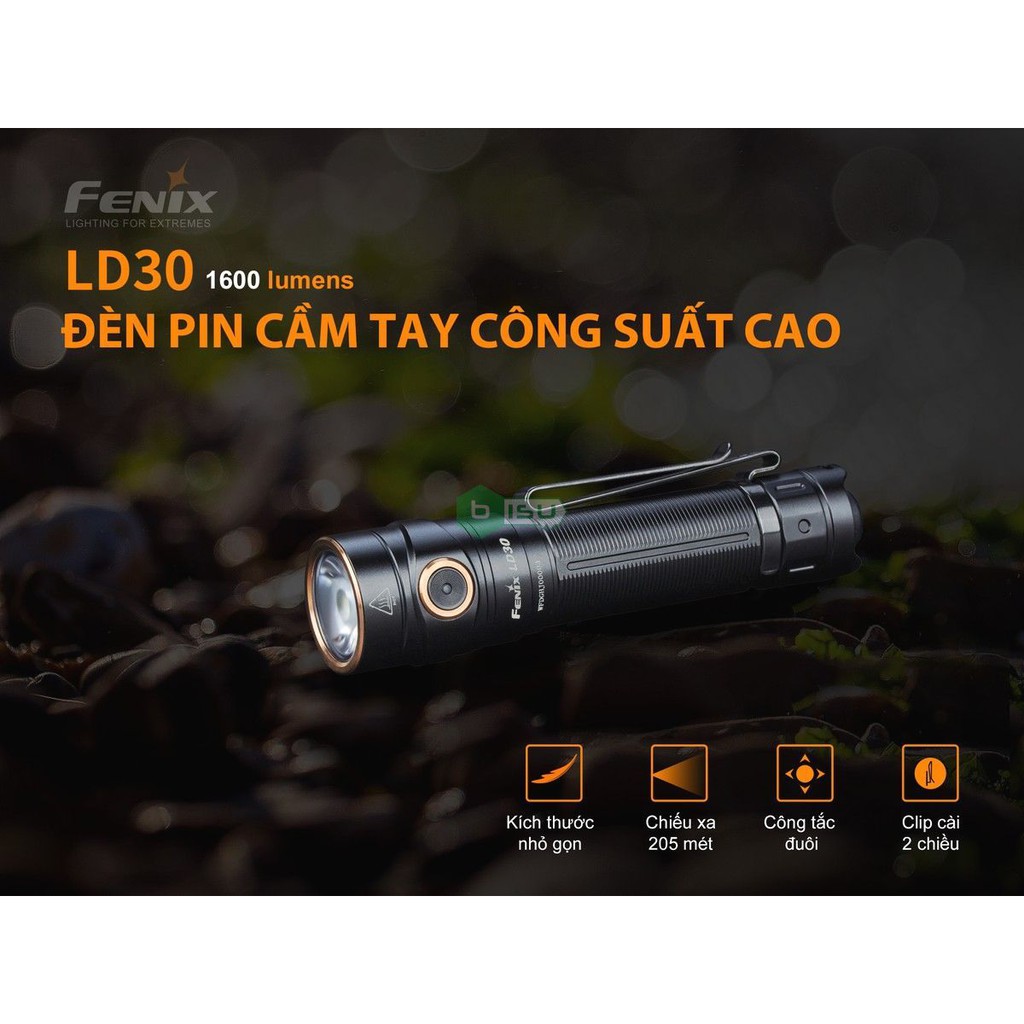 ĐẠI LÝ ĐỘC QUYỀN FENIX - Đèn pin Fenix - LD30 - 1600 Lumens (kèm 01 pin sạc ALR_L18_3500U tích hợp cổng sạc USB)