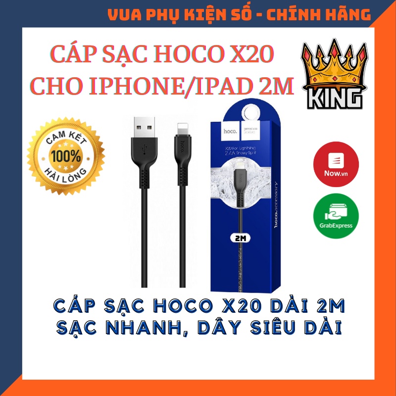 Dây Sạc Cáp Lightning HOCO X20 Dài 2 Mét - Cáp sạc nhanh cho 6 6S 7 8 Plus X XS XS MAX 11 PRO MAX 12