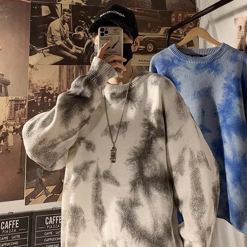 Áo Sweater Dệt Kim Nhuộm Màu Kiểu Hàn Quốc Thời Trang Thu Đông Cho Nam