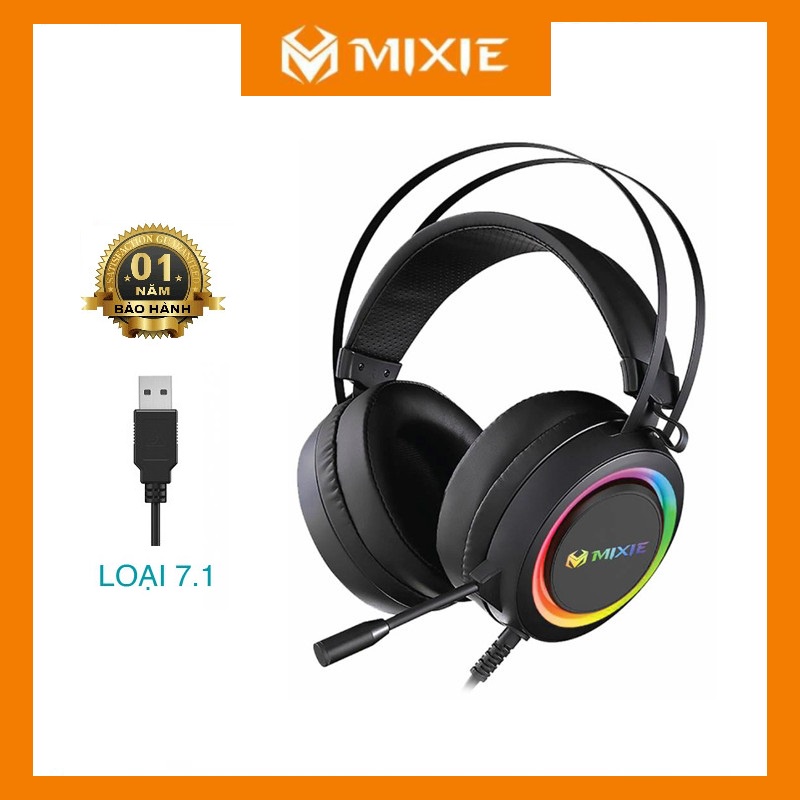 Tai nghe Headphone Gaming Mixie H71 Có Dây Usb Tai Nghe Có Mic Led Rgb, Âm Thanh 7.1