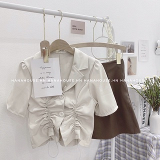HOT🔥 Set Áo Nhúm + Chân Váy Nâu Bánh Bèo Thời Trang 2022