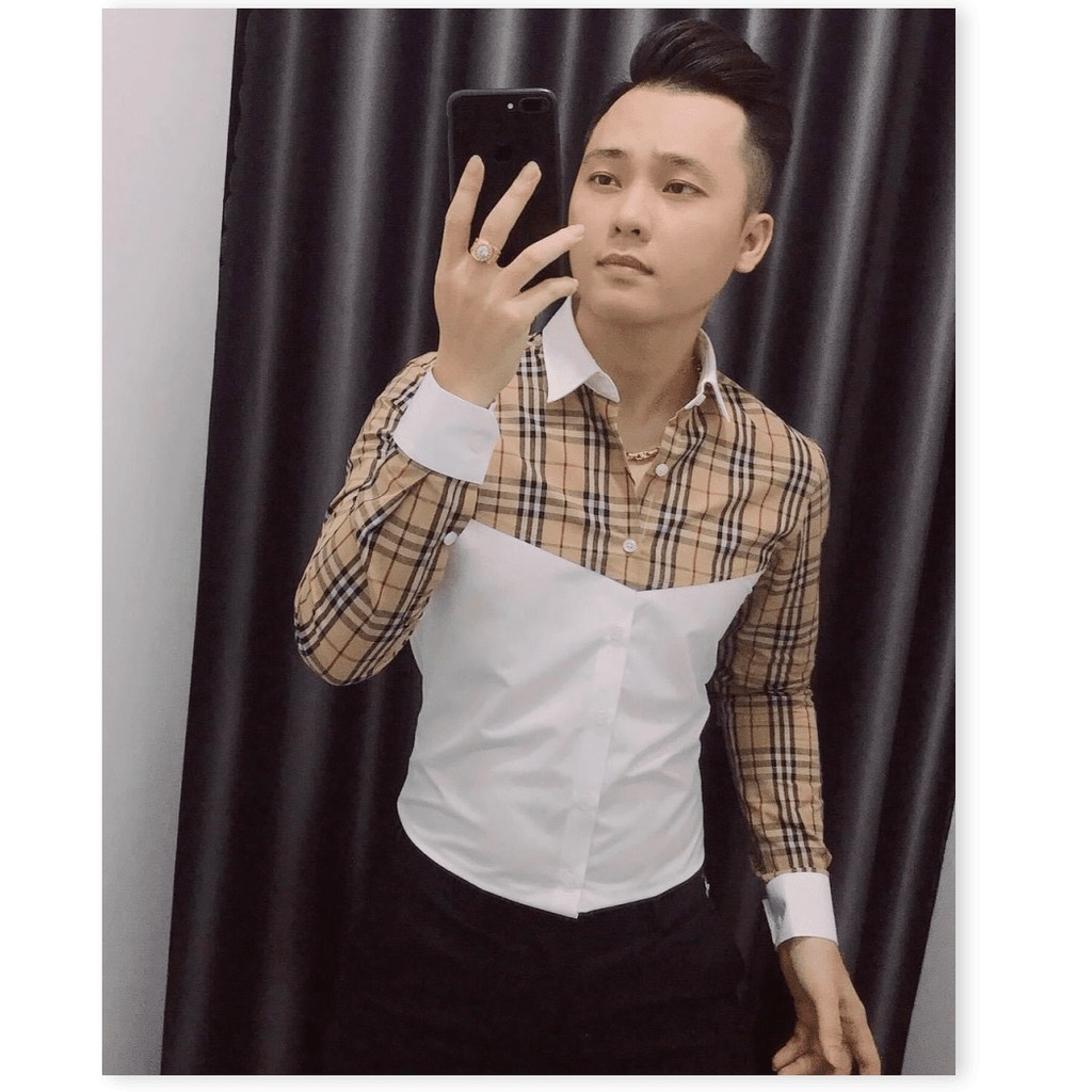 ÁO SƠ MI NAM PHỐI MÀU ĐẶC SẮC TINH TẾ Y HÌNH THỞI TRANG PHONG CÁCH HÀN HHP