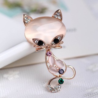 Ghim cài áo hình cáo mạ vàng đính đá Opal nhiều màu xinh xắn thời trang cho nữ