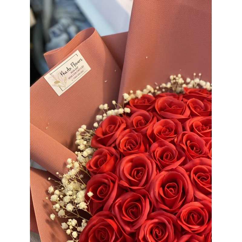 [Hoa sinh nhật - Có Nowship] Bó hoa sáp 4 lớp cao cấp 50bông mix Babi khô sang trọng, siêu đẹp. Ảnh độc quyền của Shop!
