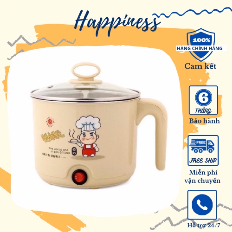 Nồi lẩu điện mini cao cấp đa năng 2 nấc, Nồi Nấu Lẩu Mini Cầm Tay, Ca Mỳ Điện siêu xinh