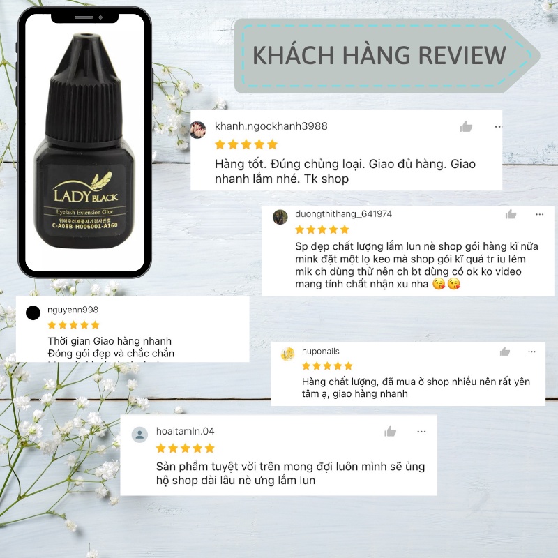 Keo nối mi ít cay nhanh khô Lady Black NIO Crystal Glue keo Sky D+ Color Pavilion phụ kiện mi VUA SƠN AS