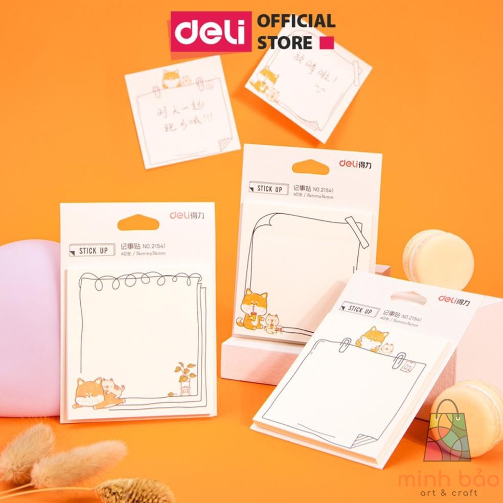 GIẤY NOTE GHI CHÚ HÌNH THÚ CƯNG NGỘ NGHĨNH DELI - 1 TỆP MÀU NGẪU NHIÊN - 21541