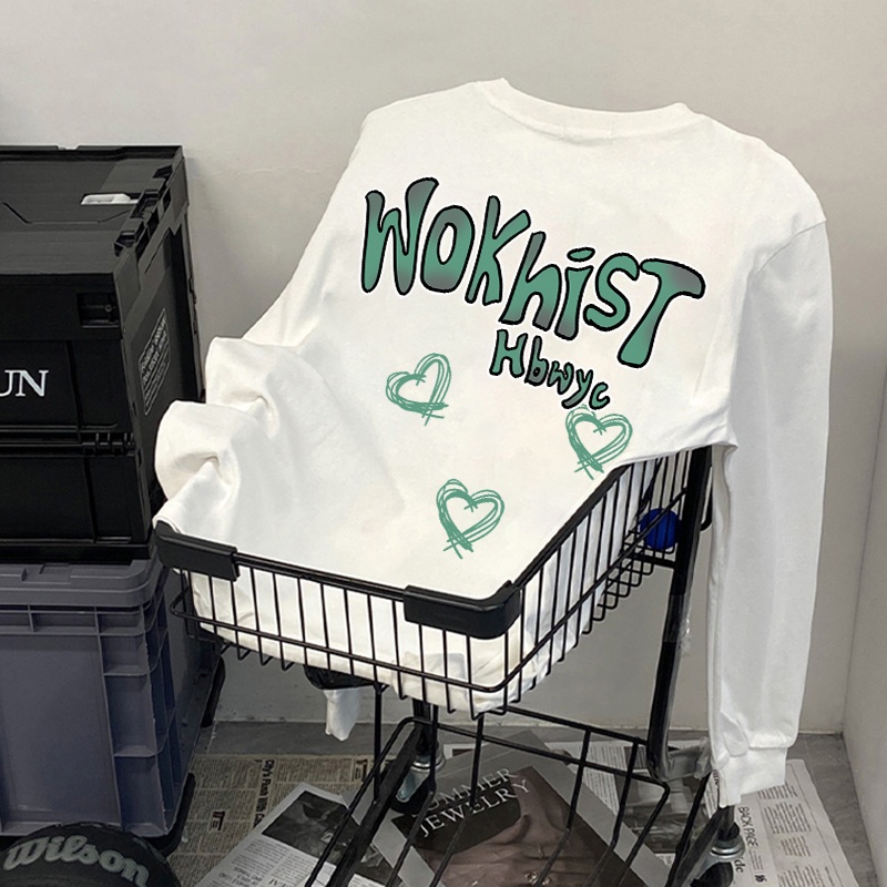 NRVP Áo Thun Tay Dài Oversize In Họa Tiết Phong Cách Hàn Quốc Thời Trang Cho Nam Và Nữ