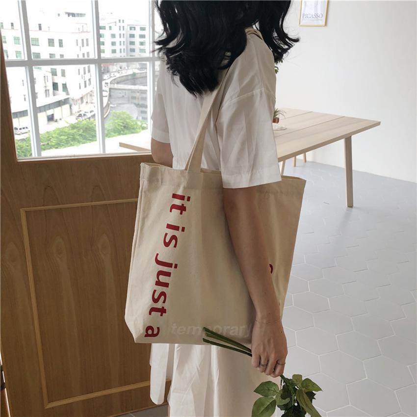 Túi tote Vải TEMPORARY canvas mềm Đẹp Cực Hot có dây miệng,ngăn phụ tiện dụng thoitrangHazin