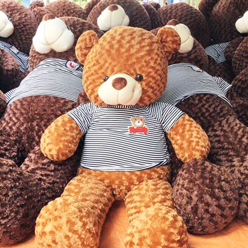 Gấu Bông To Teddy - Thú Nhồi Bông Khổng Lồ Lông Xù, Gối Ôm Vải Nhung Co Dãn 4 Chiều