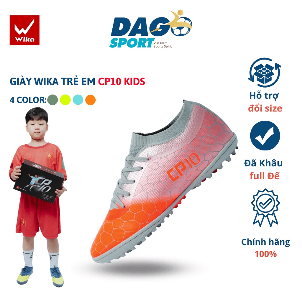 Giày Đá Bóng Trẻ Em Wika Cp10 Collection Kid, Chất Liệu Da Microfiber Mềm Nhẹ, Lót Giày Eva Êm Bảo Vệ Chân