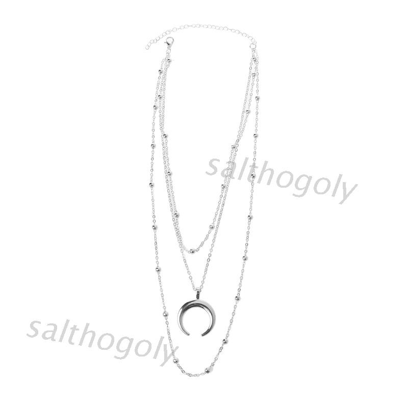 vòng cổ Nhiều Lớp Mặt Trăng Khuyết Phong Cách Boho