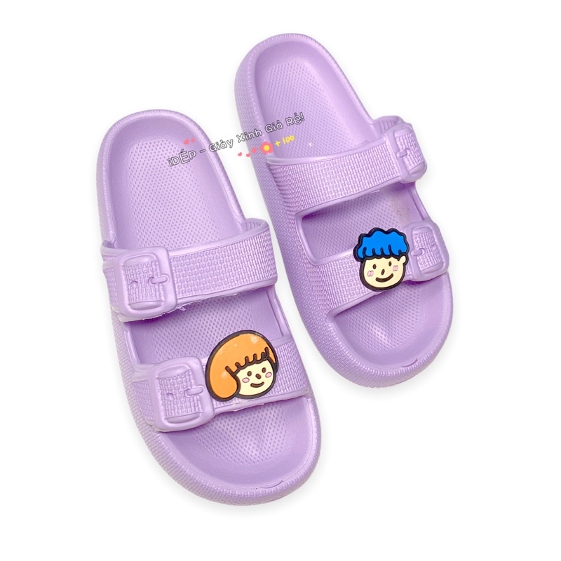 Dép Bánh mì 2 quai khóa vuông Chibi cao 3cm đúc siêu nhẹ đi mưa iDÉP- DL188