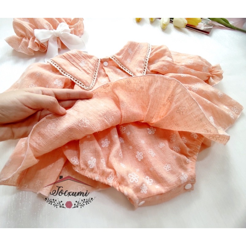 [MUA 1 TẶNG 1] BODY VÁY HỒNG CAM CỔ VIỀN REN PHỒNG XOÈ [CLIP THẬT]
