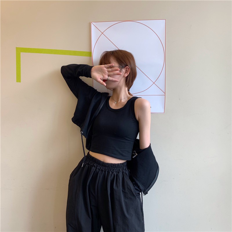 Áo croptop ba lỗ BB-HOODIE chất thun co dãn