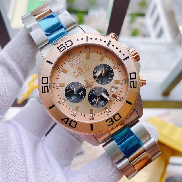 Đồng Hồ Invicta Chính Hãng Nam 17400 Pro Diver Chronograph Rose Dial Two-tone Men’s Watch