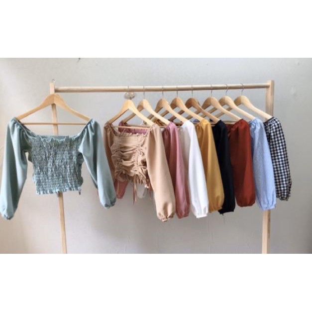 Áo Trễ Vai Rút Dây Tay Bồng Dài Cổ Vuông Bẹt Vai Croptop Kiểu Voan Kate Hở Vai Nữ Siêu Hot DRACR07 | BigBuy360 - bigbuy360.vn