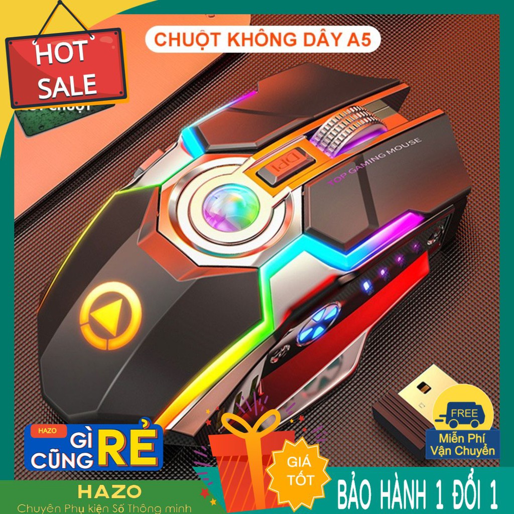 Chuột Không Dây Gaming A5 Led RBG 7 màu, Pin Sạc, Fullbox - Cực đẹp - Cực Độc - Tặng Lót Chuột Xịn