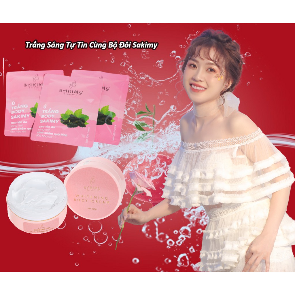 Kem body dưỡng siêu trắng da SAKIMY whitening body cream và ủ trắng SAKIMY (Hàng xịn) | BigBuy360 - bigbuy360.vn
