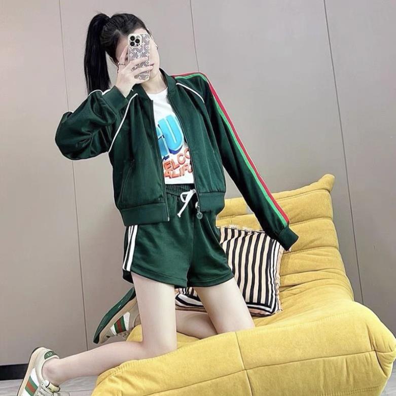 [ 𝐅𝐑𝐄𝐄 𝐒𝐇𝐈𝐏 ]  SET BỘ XANH CỔ TRỤ PHỐI VIỀN SỌC TRẮNG ĐỎ