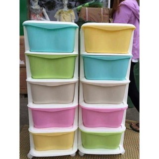 Tủ 5 tầng đa sắc có bánh xe