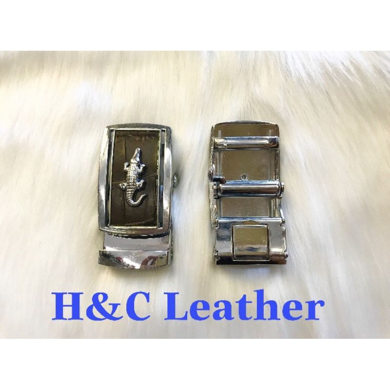 Đầu thắt lưng da cá sấu thật 100% , bản nịt rộng 3.5cm 004