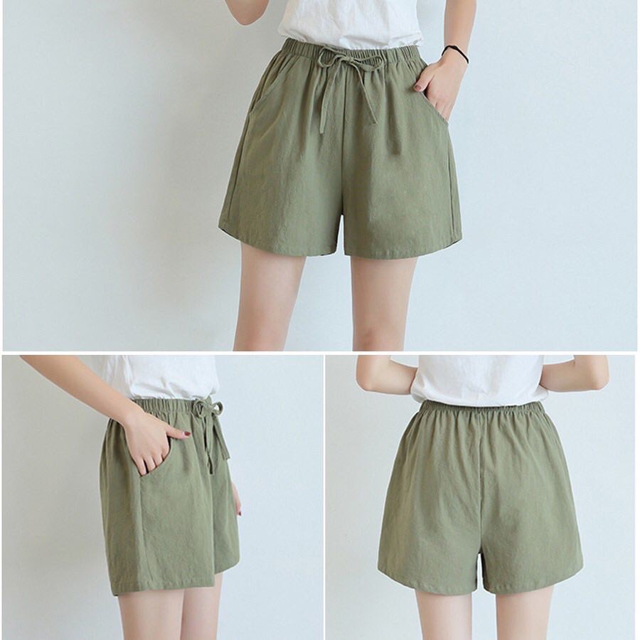 Quần short nữ, quần đùi nữ ống rộng cạp chun chất đũi - fashionworld18 | BigBuy360 - bigbuy360.vn
