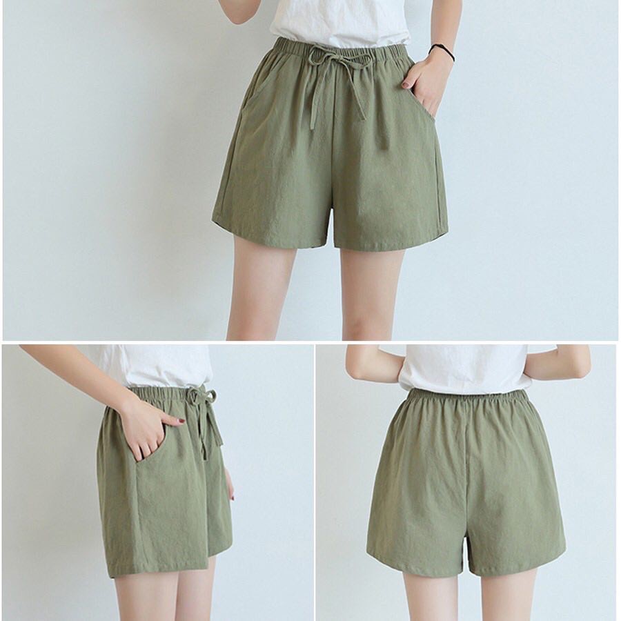 Quần shorts nữ, quần đùi đũi cạp chun