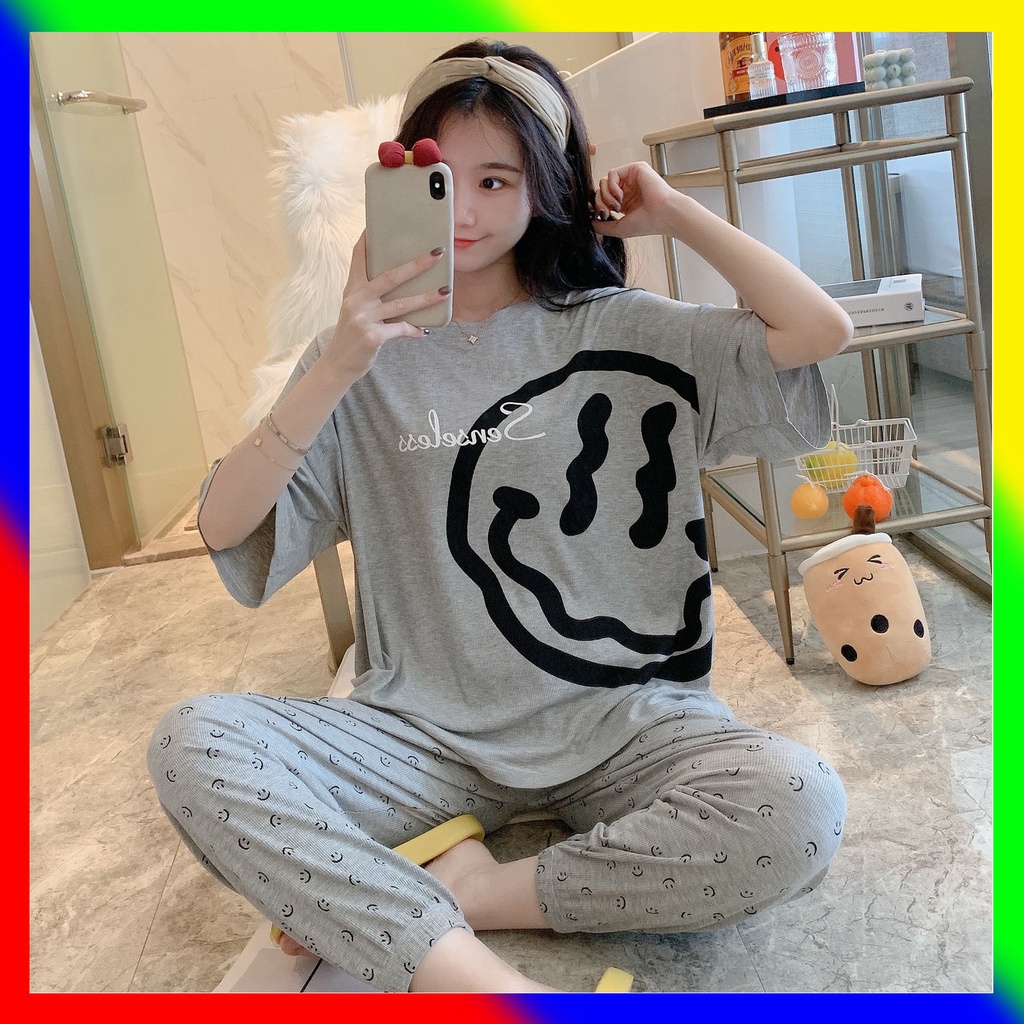 Đồ bộ nữ mặc nhà thời trang mới nhất - Chất liệu Cotton cao cấp - ( Mặt Cười Lớn )